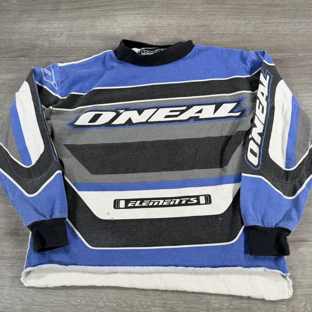 VTG O'Neal Shirt Youth Blue Long Sleeve Elements Motocross Jersey Racing READ